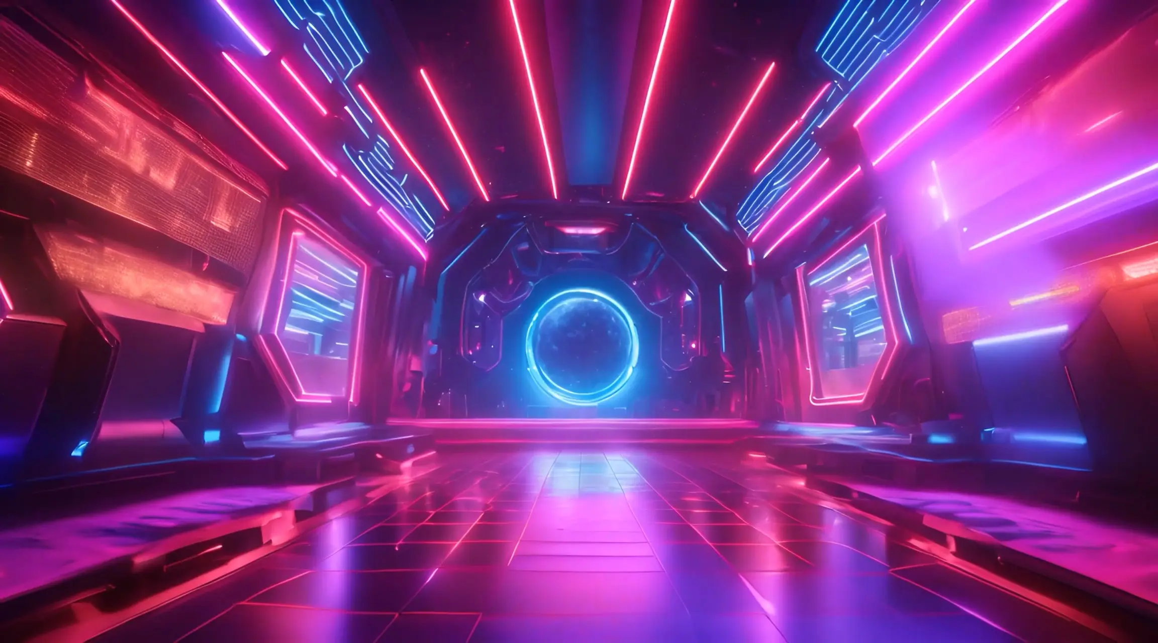 Neon Hyperdrive Passage Dynamic Sci-Fi Corridor